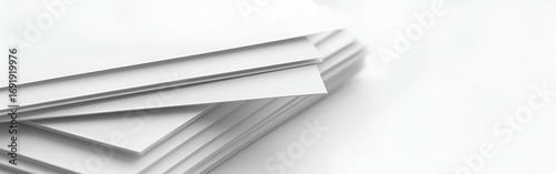 Stacked white paper sheets resting neatly on a smooth surface