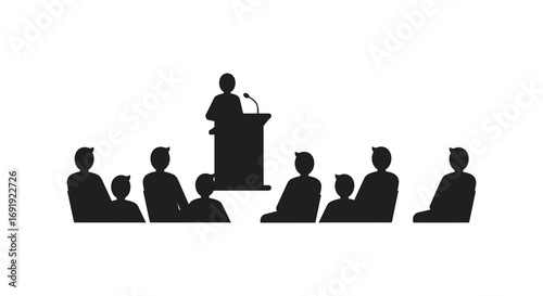 a speaker addressing an audience at a podium event