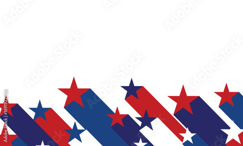 American flag color stars background design for USA patriot event. Transparent vector