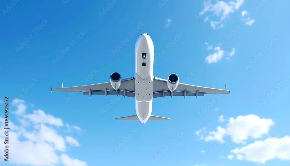 Obraz premium Airplane soaring through a vibrant blue sky