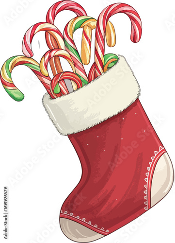 stocking filled with candy canes sticker.