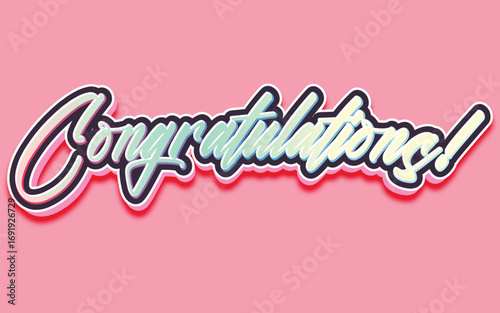 CONGRATULATIONS!, Congratulations gradient lettering greeting sign. Handwritten modern brush lettering with golden stars. Text for card, T-shirt print, banner, poster, web, notebook, sketchbook