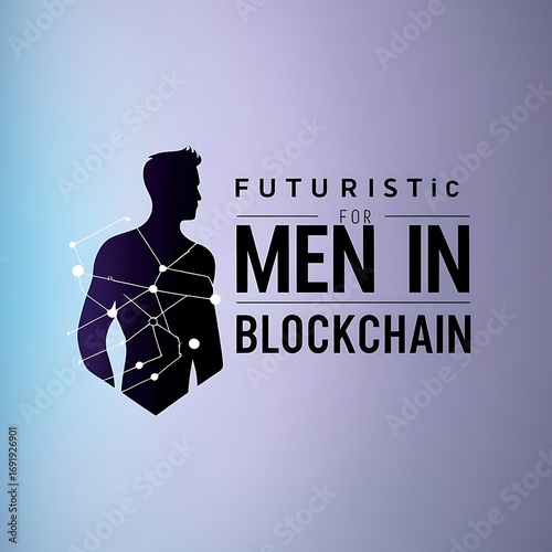 Silhouette of a man connected by blockchain nodes with text 