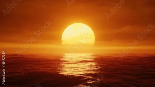 Dramatic sunset over calm sea
