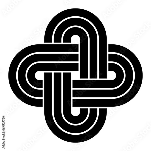 Solomons knot, ancient symbol and traditional decorative motif. Sigillum Salomonis is a link and not a true knot, consisting of two closed loops, which are doubly interlinked in an interlaced manner.