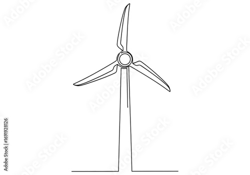 Ultra-minimal wind turbine icon, one line, PNG, no shadows