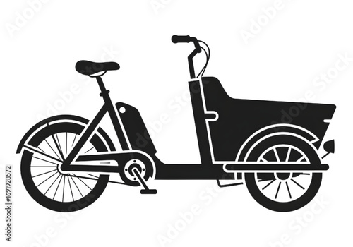 Electric cargo bike icon, side view, no details, PNG, no shadows