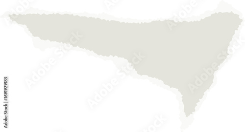 Paper fragment with torn and frayed border. Template cutout for scrapbook and collage art. Rough textured stripe.