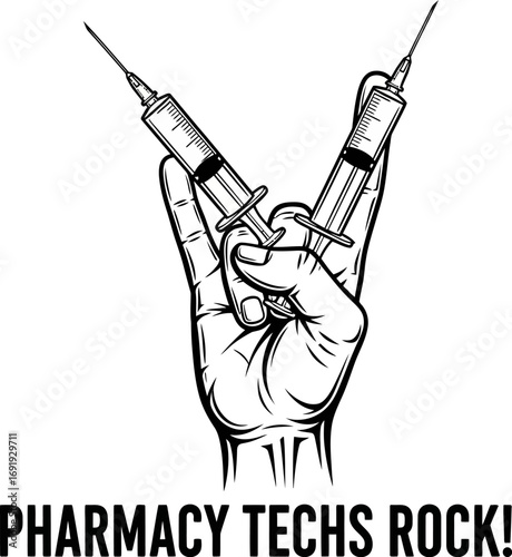 Medical syringes forming a "v" symbol with text overlay medical aid healthcare concept vector