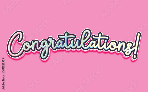 CONGRATULATIONS!, Congratulations gradient lettering greeting sign. Handwritten modern brush lettering with golden stars. Text for card, T-shirt print, banner, poster, web, notebook, sketchbook