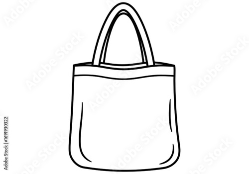 Line icon of reusable tote bag with simple handle, PNG, no shadows