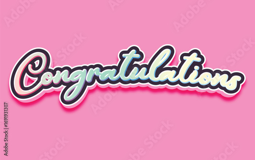 CONGRATULATIONS!, Congratulations gradient lettering greeting sign. Handwritten modern brush lettering with golden stars. Text for card, T-shirt print, banner, poster, web, notebook, sketchbook