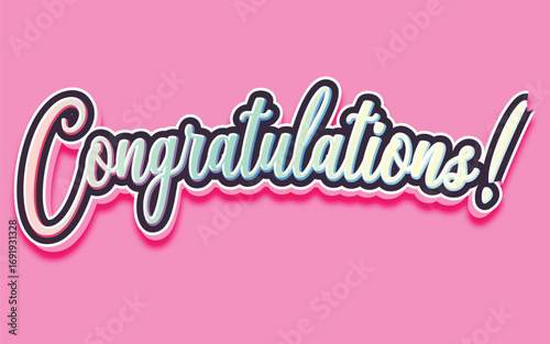 CONGRATULATIONS!, Congratulations gradient lettering greeting sign. Handwritten modern brush lettering with golden stars. Text for card, T-shirt print, banner, poster, web, notebook, sketchbook