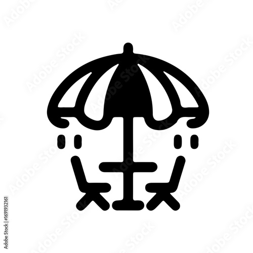 Beer Garden Umbrella Minimalist Black Icon