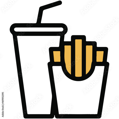 Soda and Fries Icon, fast food vector illustration