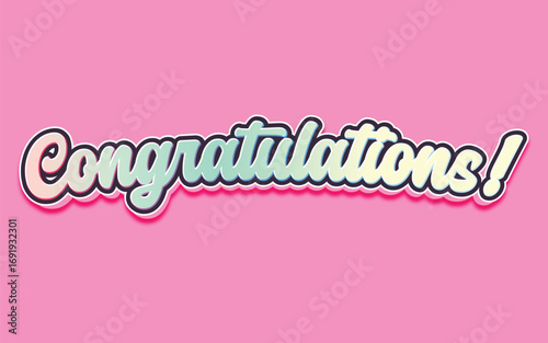 CONGRATULATIONS!, Congratulations gradient lettering greeting sign. Handwritten modern brush lettering with golden stars. Text for card, T-shirt print, banner, poster, web, notebook, sketchbook