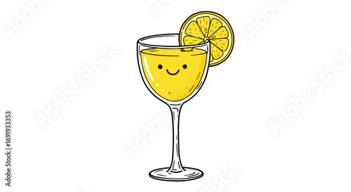 Cute cartoon lemon juice glass illustration.