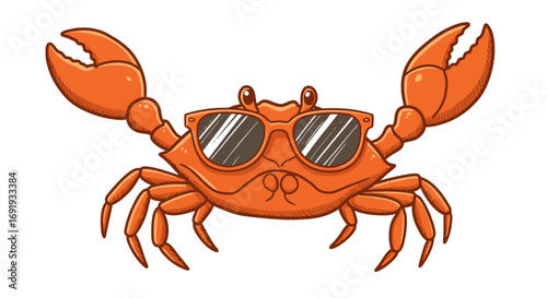 Cool Crab Wearing Sunglasses.