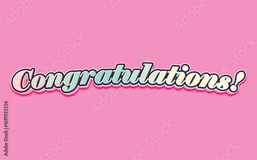 CONGRATULATIONS!, Congratulations gradient lettering greeting sign. Handwritten modern brush lettering with golden stars. Text for card, T-shirt print, banner, poster, web, notebook, sketchbook