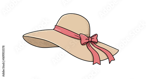 Elegant sun hat with pink ribbon bow 3.