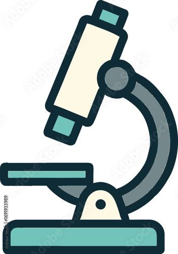 Microscope vector illustration for scientific research and medical advancements representing laboratory equipment and pharmaceutical industry applications for healthcare and education