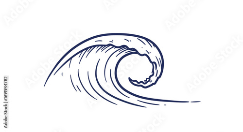 Ocean wave curl drawing illustration graphic.