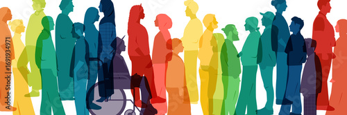 Different people together. Crowd concept.	