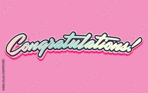 CONGRATULATIONS!, Congratulations gradient lettering greeting sign. Handwritten modern brush lettering with golden stars. Text for card, T-shirt print, banner, poster, web, notebook, sketchbook