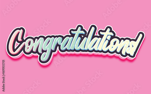 CONGRATULATIONS!, Congratulations gradient lettering greeting sign. Handwritten modern brush lettering with golden stars. Text for card, T-shirt print, banner, poster, web, notebook, sketchbook