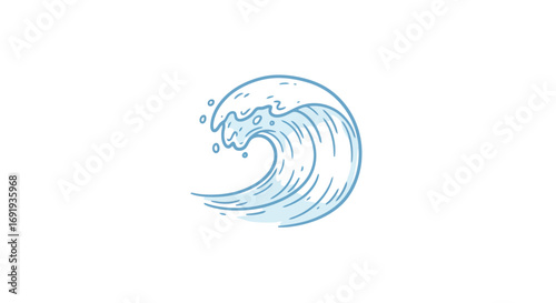 Ocean wave illustration blue water swirl design.