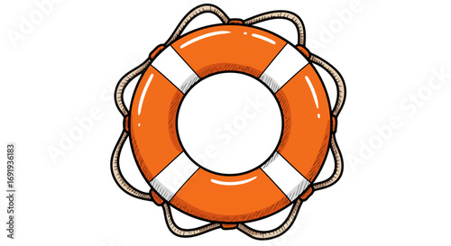 Orange Life Preserver with White Stripes.