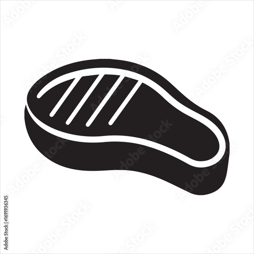  Flat vector silhouette icon of a cooked steak isolated on transparent background