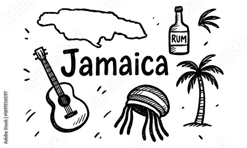 Doodle art of jamaica: iconic symbols and cultural elements