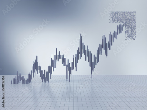 Obraz na płótnie Candlestick Wave Becomes Up Arrow Bullish Breakout Concept
