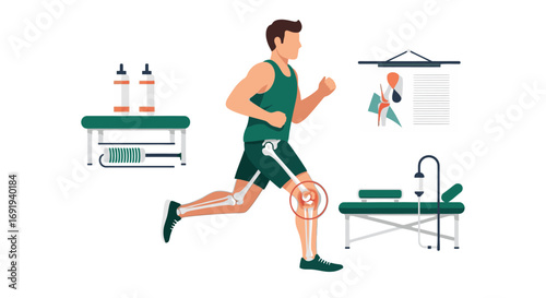 Athlete Experiencing Knee Pain While Running, Seeking Physical Therapy and Rehabilitation for Joint Health and Recovery