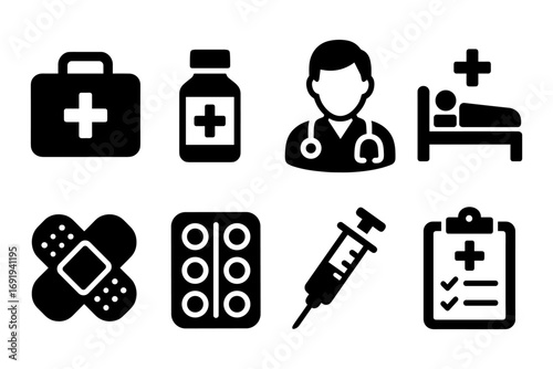 Comprehensive healthcare icons set for medical and hospital applications