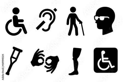 Accessibility icons: disability awareness and inclusive design symbols