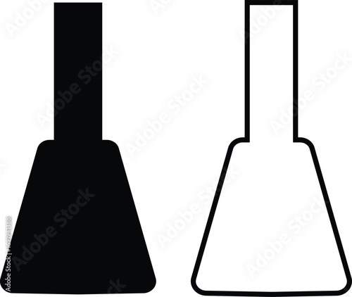 Nail polish bottle icon set in black silhouette and line outline style, beauty cosmetic container group, flat minimal vector collection for manicure, pedicure, and salon design