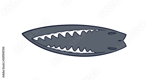 Shark Teeth Surfboard Design Graphic.