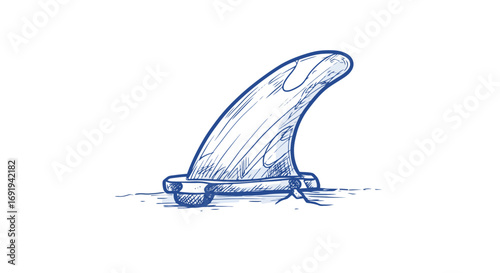 Single Surfboard Fin Close Up View.
