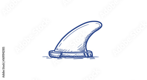 Single Surfboard Fin Sketch Drawing.