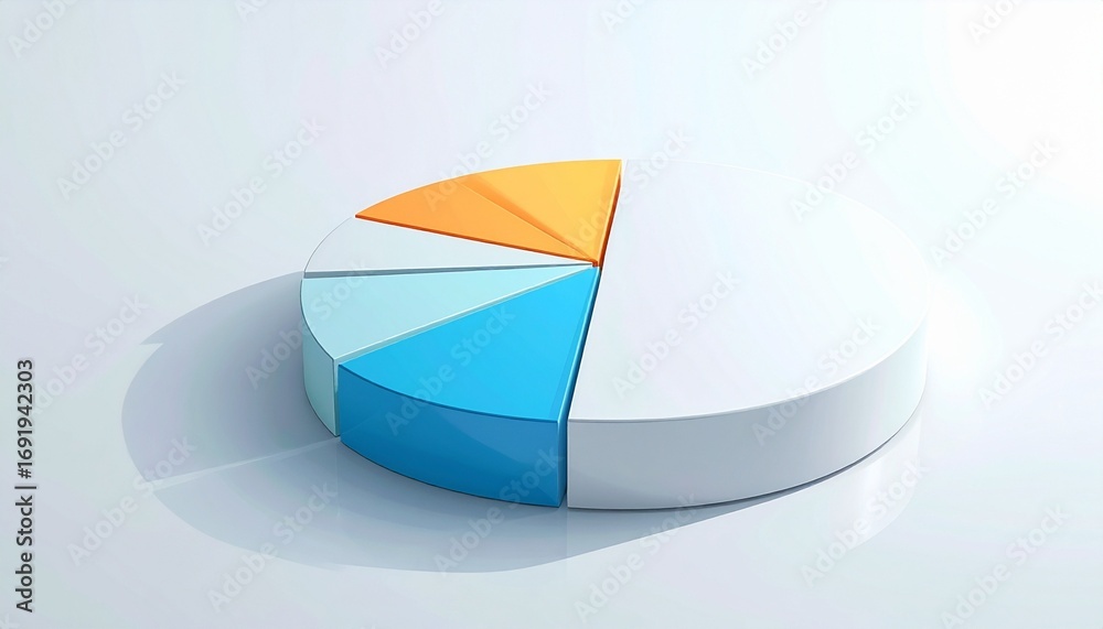 Obraz premium Bold 3D Pie Chart with Primary Colors on White Background