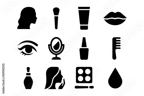 Elegant beauty silhouettes: makeup icons in minimalist style
