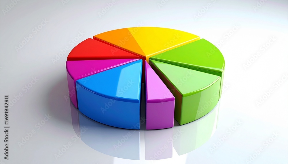 Obraz premium Colorful 3D Pie Chart on White Background