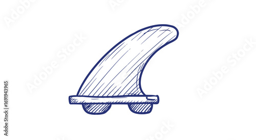 Surfboard Fin Illustration Sketch Drawing.