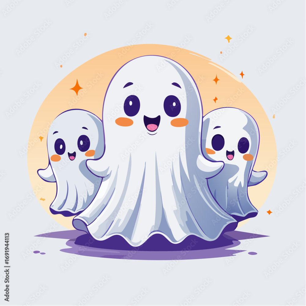 Fototapeta premium Funny Ghost Icon Pack for Holiday Design