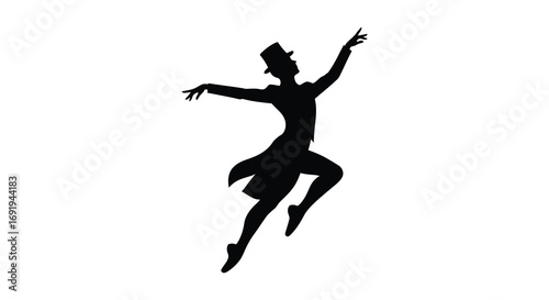 a graceful dancer silhouette leaping with arms extended