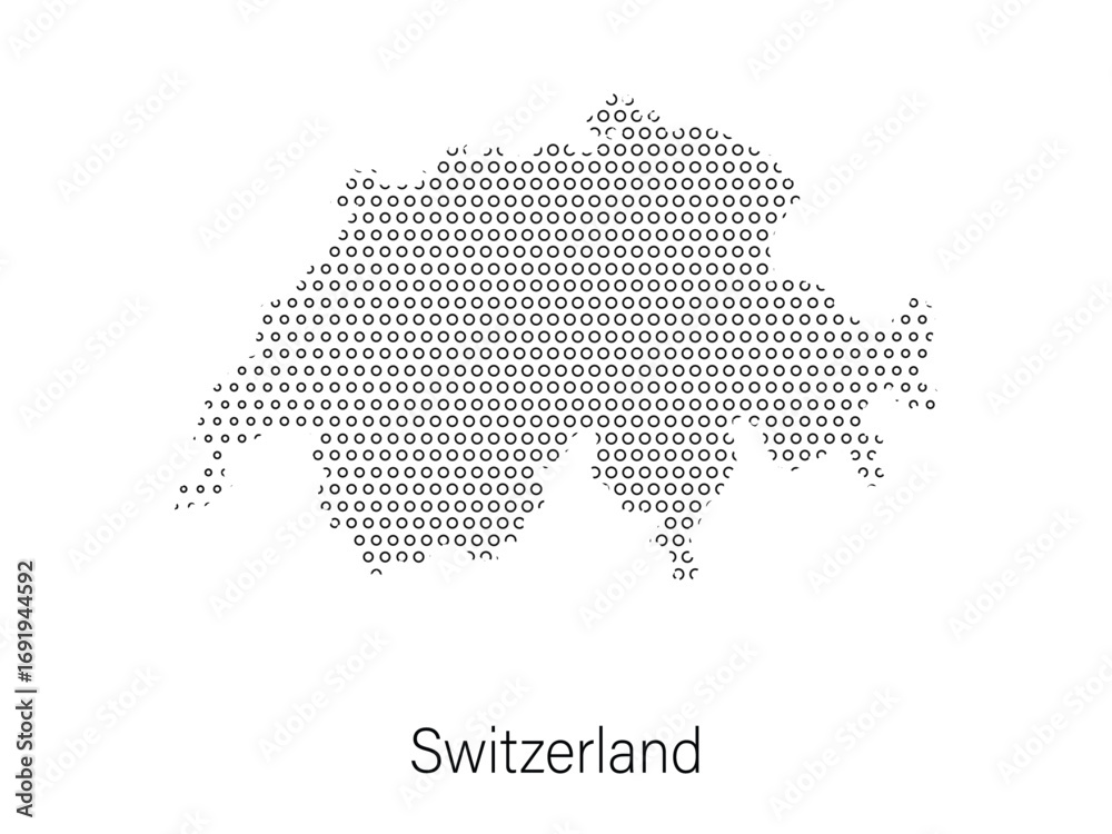 Obraz premium Switzerland dot halftone pattern map on white background