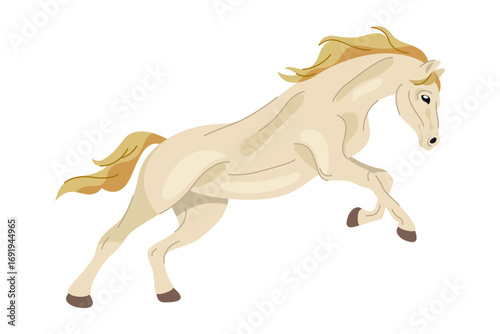 Horse motion or animal akhal teke breed. Vector turkmen mammal movement or running. Mustang or racehorse, broodmare galloping or mare action icon. Asian equestrian wildlife. Endurance, speed symbol.