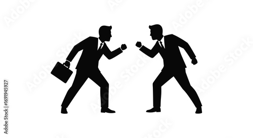 two businessmen silhouettes engaged in a fist bump gesture